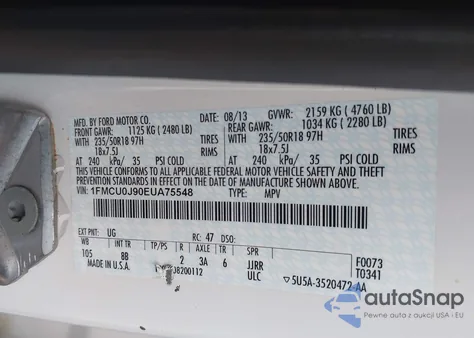 2014 Ford Escape Titanium from USA, damaged, VIN 1FMCU0J90EUA75548
